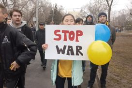 В Алматы начался митинг против военных действий на Украине